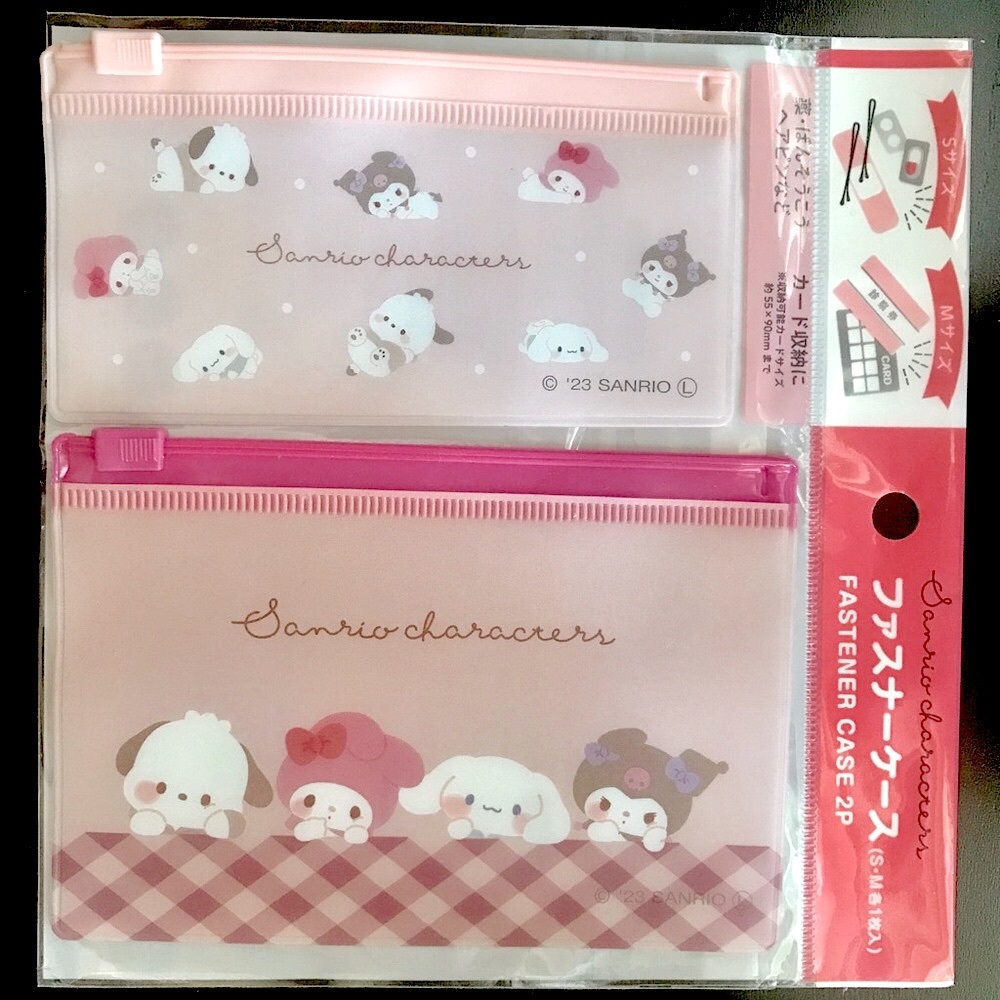 new sanrio characters pink zip case set of 2